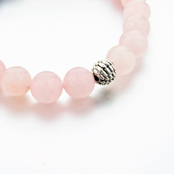 Natural Stone Buddha Bracelet (Translucent Pink)