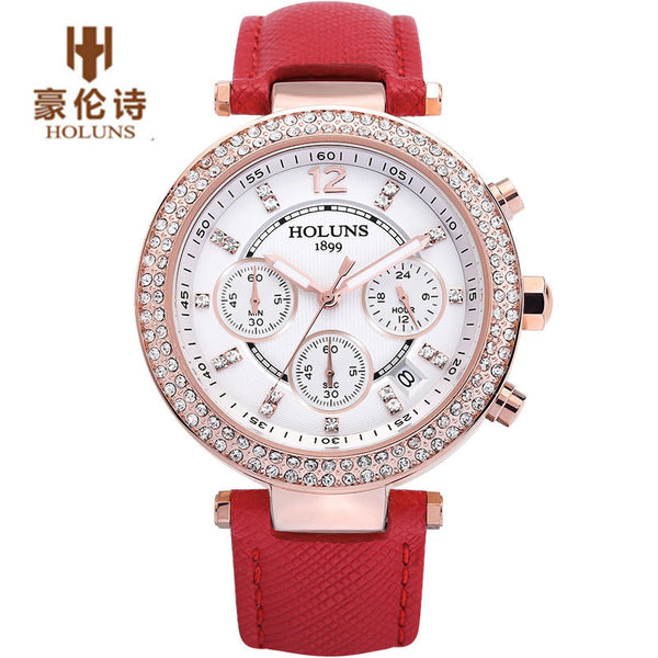 New Fashion Luxury Brand HOLUNS Women Watches Waterproof 100M Chronograph Watches Diamond Ladies Watch Casual Quartz Wristwatch