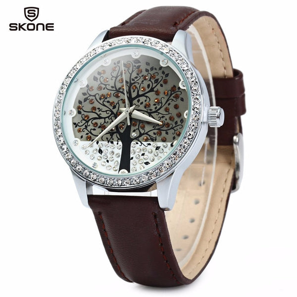 Luxury deasign crystal full rhinestone leather strap fashion clock quartz watch women watches montre femme relojes de marca