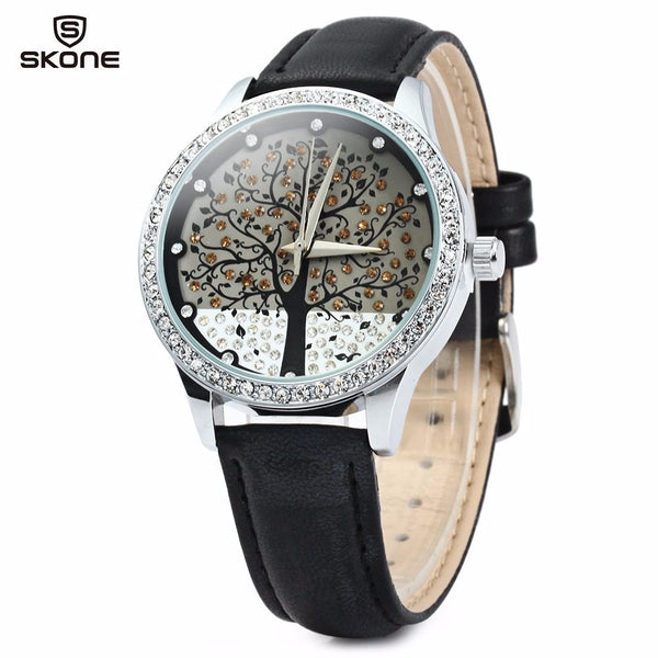 Luxury deasign crystal full rhinestone leather strap fashion clock quartz watch women watches montre femme relojes de marca