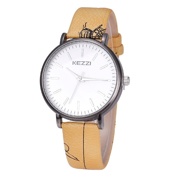 KEZZI Brand High Quality Fashion Casual Ladies Watch Leather Band Quartz Watch Women Wristwatch Reloj Mujer Montre Femme Horloge