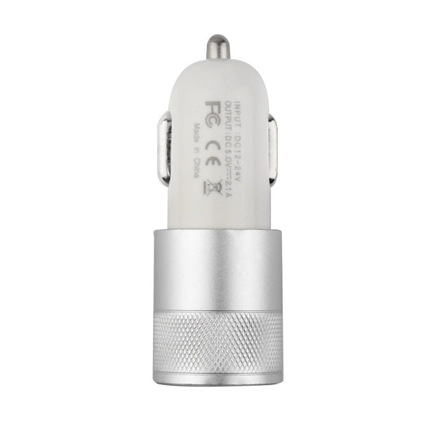 Fashion 12v 24v 2.1A 1.0A Aluminium dual usb 2-port USB Universal Car Charger Adapter  for Normal Usb phone Free shipping