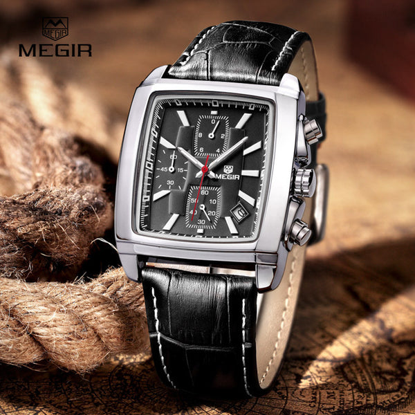 MEGIR Mens Watches Top Brand Luxury Men Military Sport Luminous Wristwatch Chronograph Leather Quartz Watch relogio masculino