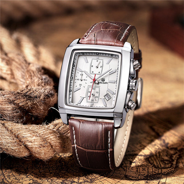 MEGIR Mens Watches Top Brand Luxury Men Military Sport Luminous Wristwatch Chronograph Leather Quartz Watch relogio masculino