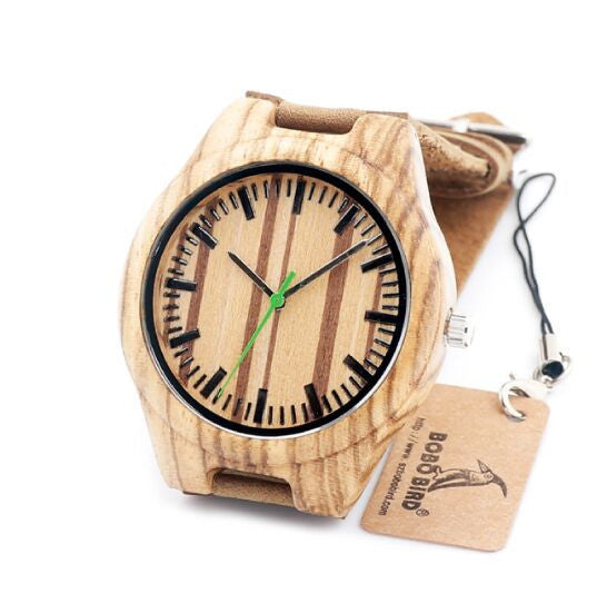 BOBO BIRD Zebra-Stripe Bamboo Wooden Watch Top Designer Quartz Analog Wristwatch Men's Luxury Brand Watches With Gift Box