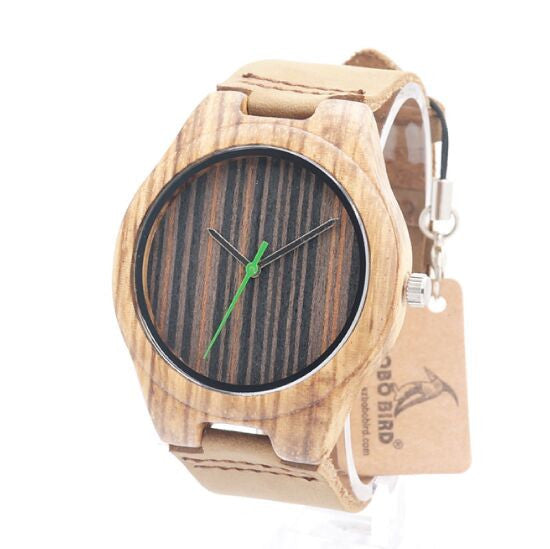 BOBO BIRD Zebra-Stripe Bamboo Wooden Watch Top Designer Quartz Analog Wristwatch Men's Luxury Brand Watches With Gift Box