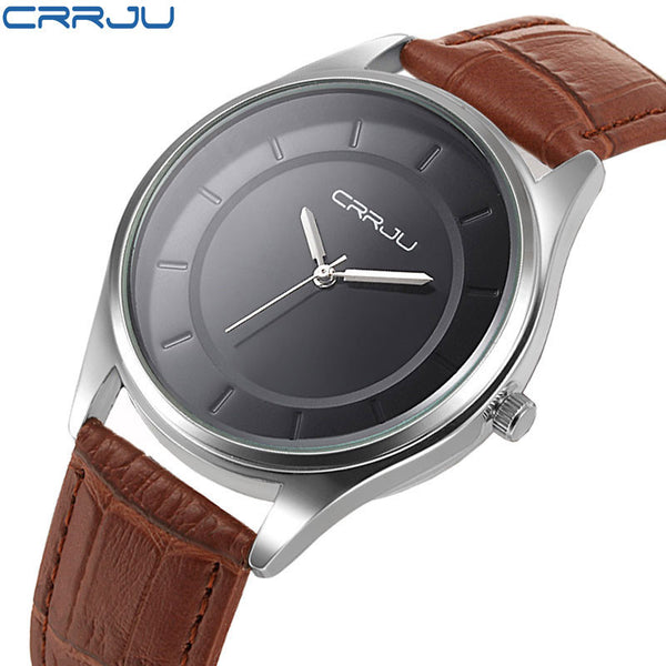 New CRRJU Luxury Brand Quartz Watch Casual Fashion Leather Watches Reloj Masculino Men Watch Waterproof Wristwatch Sports Watch