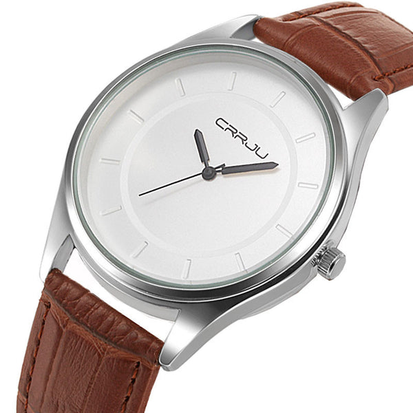 New CRRJU Luxury Brand Quartz Watch Casual Fashion Leather Watches Reloj Masculino Men Watch Waterproof Wristwatch Sports Watch