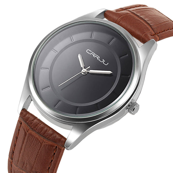 New CRRJU Luxury Brand Quartz Watch Casual Fashion Leather Watches Reloj Masculino Men Watch Waterproof Wristwatch Sports Watch