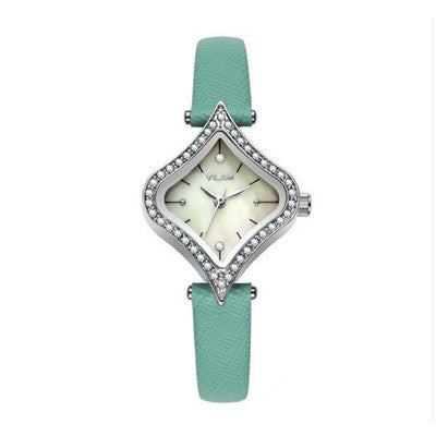 2016 VILAM Fashion Casual Women Dress Watches Luxury Rhinestones Heart-Shaped Wristwatches Waterproof Leather Quartz Watch