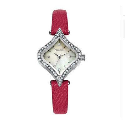 2016 VILAM Fashion Casual Women Dress Watches Luxury Rhinestones Heart-Shaped Wristwatches Waterproof Leather Quartz Watch