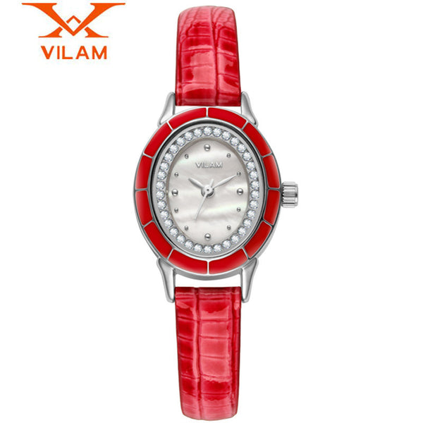 New Fashion Women Diamonds Dress Watch Ladies Casual Quartz Watch Leather Wrist Women Watches Brand VILAM Relogio Feminino