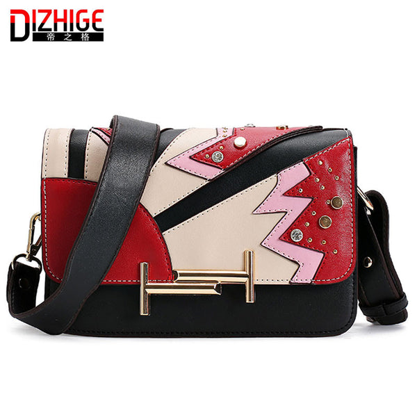 2016 Fahion Pu Leather Women Messenger Bags Patchwork Famous Brand Designer Single Shoulder Bags Bolsos Mujer De Marca Famosa