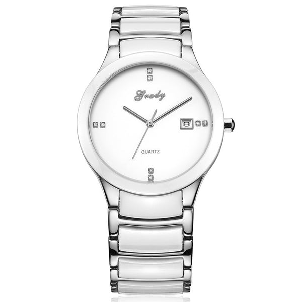 Free shipping new white watches men 38mm ceramic watch 30m waterproof men watch quartz watch wristwatches