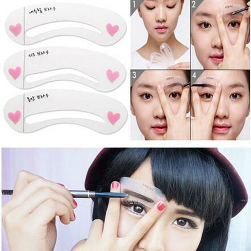 3 styles/set Grooming Brow Painted Model Stencil Kit Shaping DIY Beauty Eyebrow Model Template Make Up Eyebrow Styling Tool