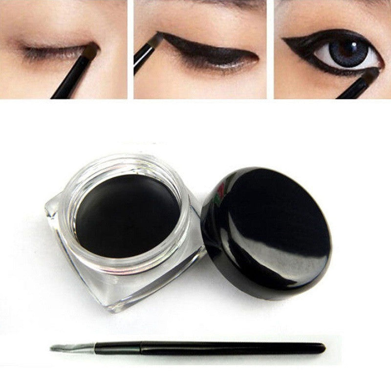 2016 High Quality Black Waterproof Eyeliner Gel Cream Eyes Liner maquiagem Gel Makeup Cosmetic Eyeliner Shadow Gel Brush Set