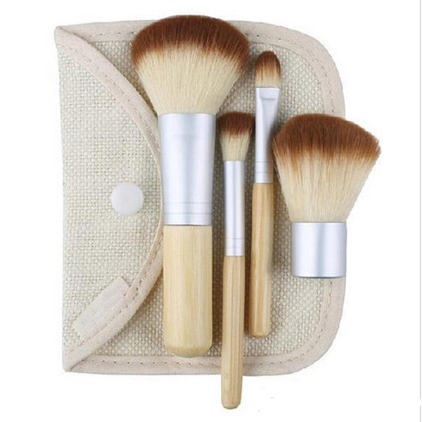 Hot Sale 4PCS Bamboo Handle Makeup Brush Set Cosmetics Kit Powder Blush Make up Brushes styling tools Face care