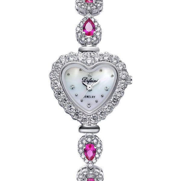 2016 Latest And Most Tasteful Fashion Korea Luxury Diamond Quartz Ladies Watch Women Heart-Shaped Analog Display Wristwatch