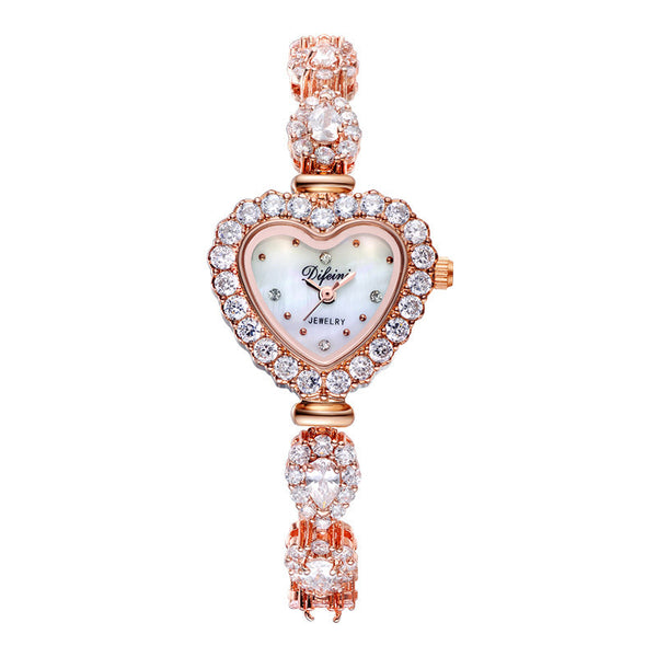 2016 Latest And Most Tasteful Fashion Korea Luxury Diamond Quartz Ladies Watch Women Heart-Shaped Analog Display Wristwatch