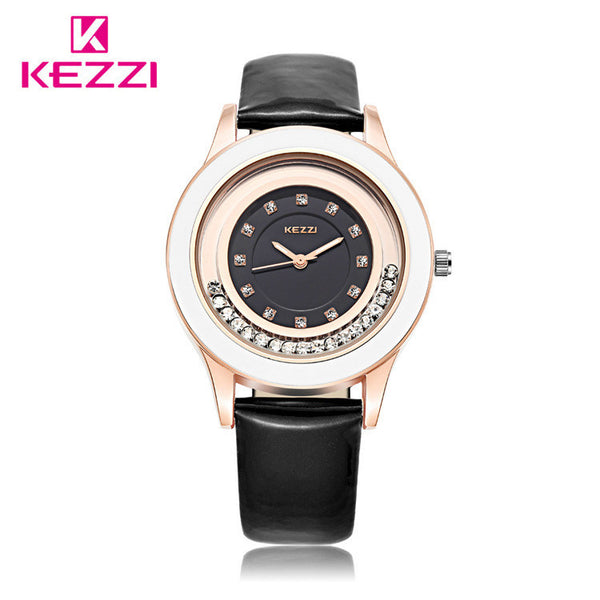 Top Selling KEZZI Band Fashion Casual with Diamond Watch Women 7 Colors Leather Strap Quartz Wrist Watches Ladies montre femme