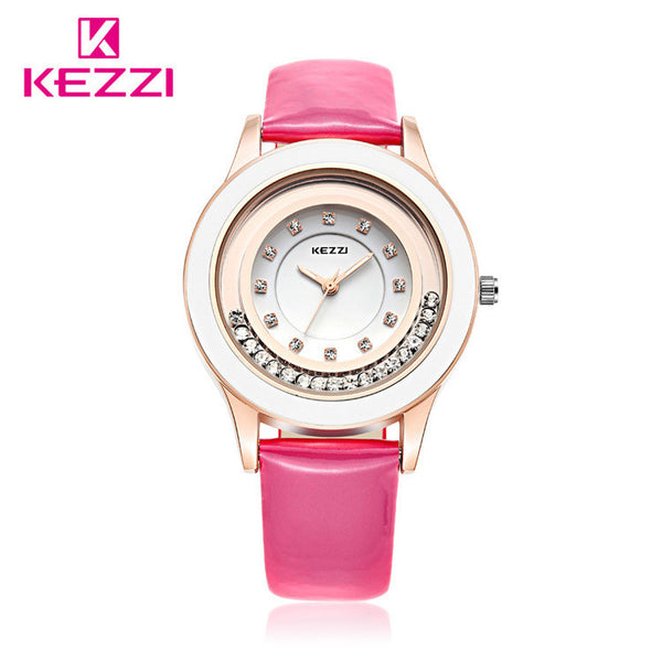 Top Selling KEZZI Band Fashion Casual with Diamond Watch Women 7 Colors Leather Strap Quartz Wrist Watches Ladies montre femme