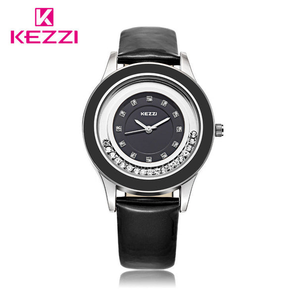 Top Selling KEZZI Band Fashion Casual with Diamond Watch Women 7 Colors Leather Strap Quartz Wrist Watches Ladies montre femme