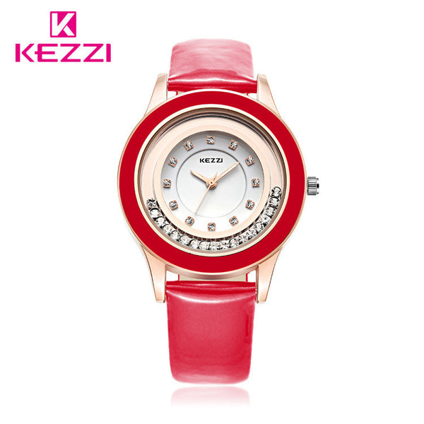 Top Selling KEZZI Band Fashion Casual with Diamond Watch Women 7 Colors Leather Strap Quartz Wrist Watches Ladies montre femme