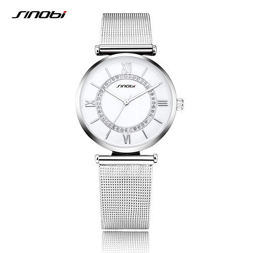 SINOBI Golden Elegant Women's Watches For Brand Ladies Fashion Wristwatch Rhinestone Female Waterproof Clock Bracelet Relojes