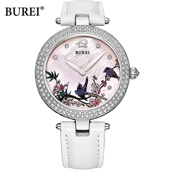 BUREI mosaic AAA+ Austria rhinestone ladies quartz-watch waterproof and shock-resistant fashion watches women 2016 SL-13007-P0