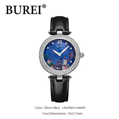 BUREI mosaic AAA+ Austria rhinestone ladies quartz-watch waterproof and shock-resistant fashion watches women 2016 SL-13007-P0
