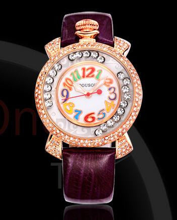 Genuine Leather Strap Big Women Watch Crystal Diamond Dress Ladies Casual Quartz Watches Party Wristwatch Red Watches SouSou