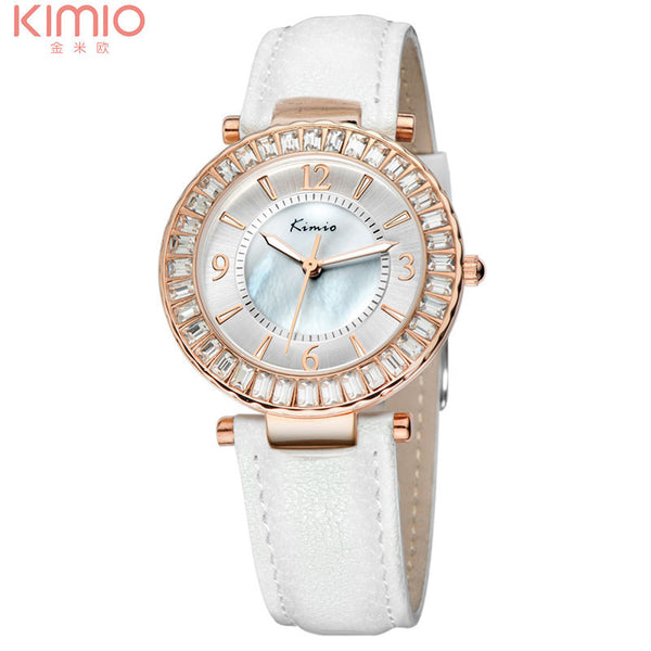 2016 Brand  Kimio Watch Women Ladies  Luxury rhinestone fashion Watchesgenuine leather band Stainless Steel Quartz Dress Watches