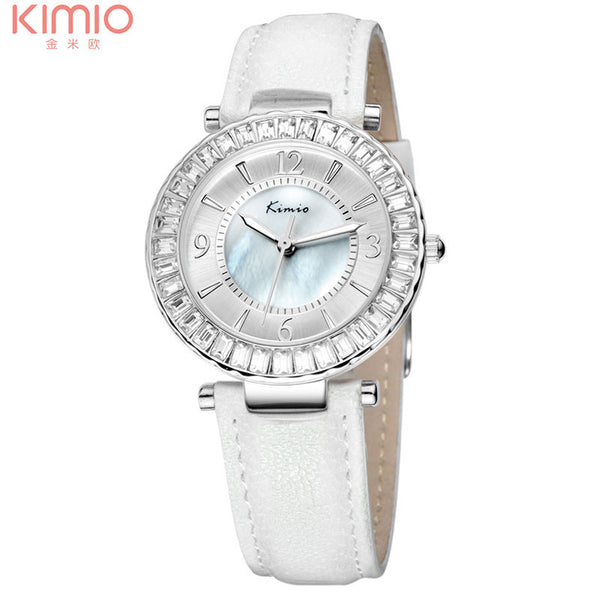 2016 Brand  Kimio Watch Women Ladies  Luxury rhinestone fashion Watchesgenuine leather band Stainless Steel Quartz Dress Watches