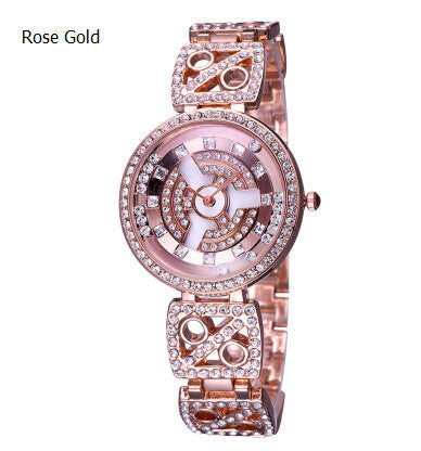 WEIQIN Rose Gold-Tone Shiny Crystal Bracelet Watches Women Lady Fashion Timepiece Waterproof Wristwatch Female Dress Watch Girls