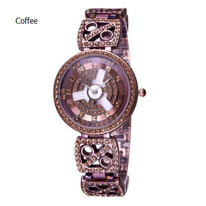 WEIQIN Rose Gold-Tone Shiny Crystal Bracelet Watches Women Lady Fashion Timepiece Waterproof Wristwatch Female Dress Watch Girls