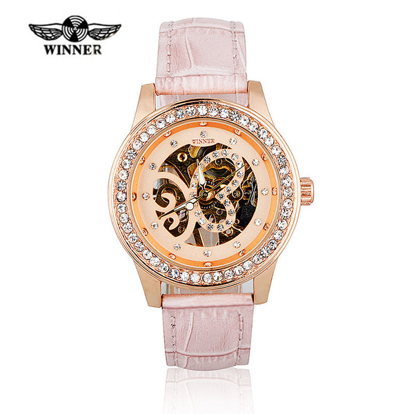 2016 Fashion Brand Winner Women Watch Hollow Design Mechanical Wristwatches Lady Clock relojes mujer Luxury High Quality